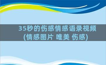 35秒的伤感情感语录视频(情感图片 唯美 伤感)